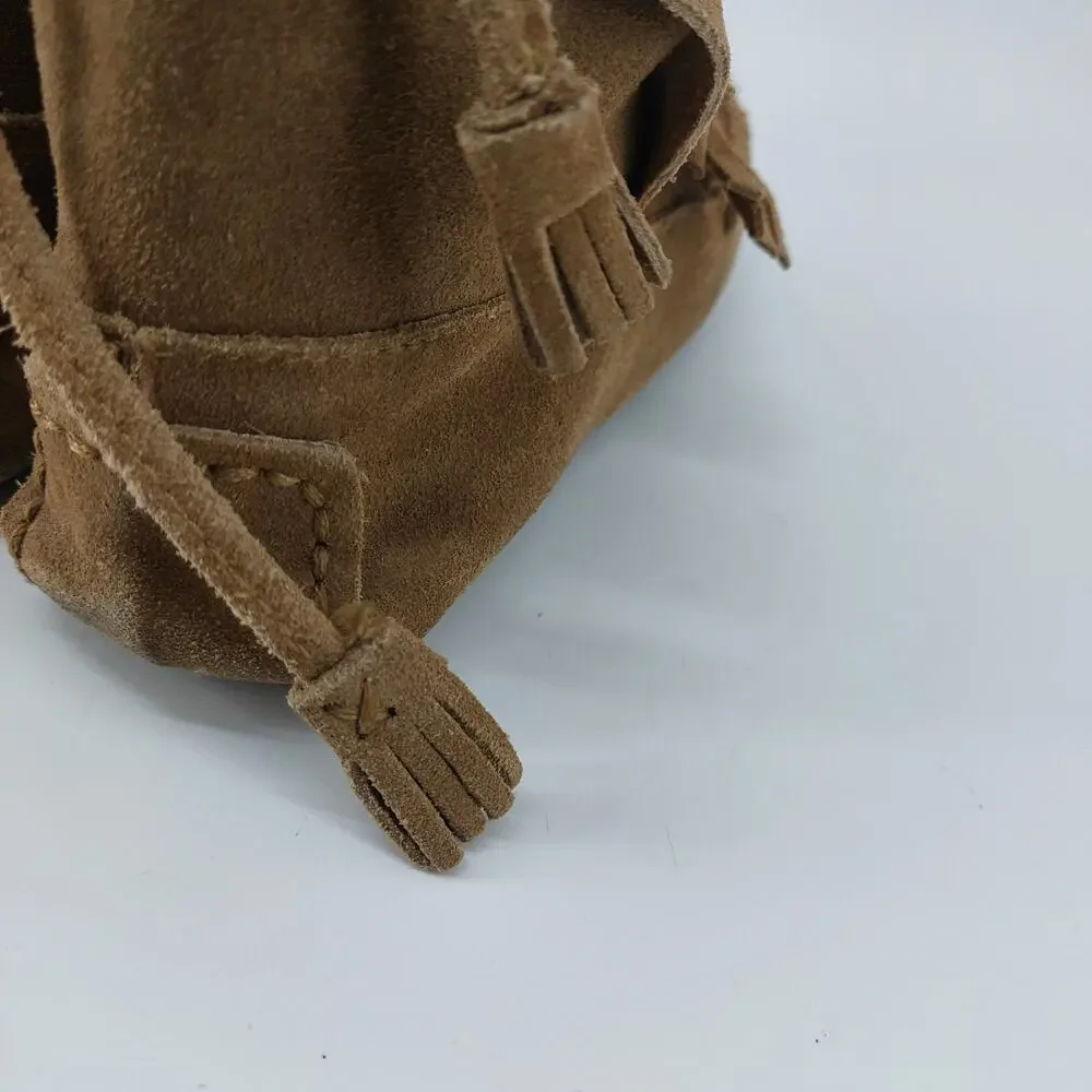 J Crew Moccasins Womens Size 7 Tan Suede Leather Tassel Fringe Boho